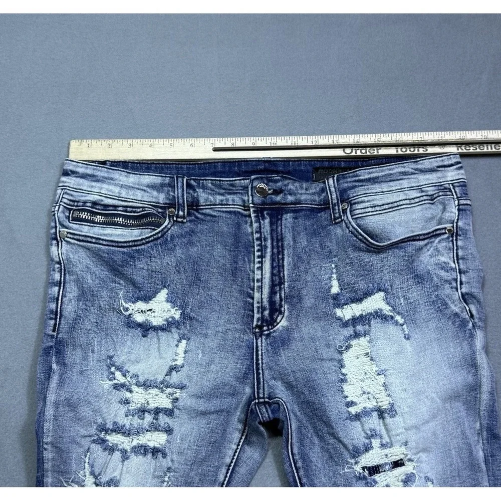 Rockstar Original Jeans Mens 36x34 RSM 205 Flare Distressed Stretch Stacked USA